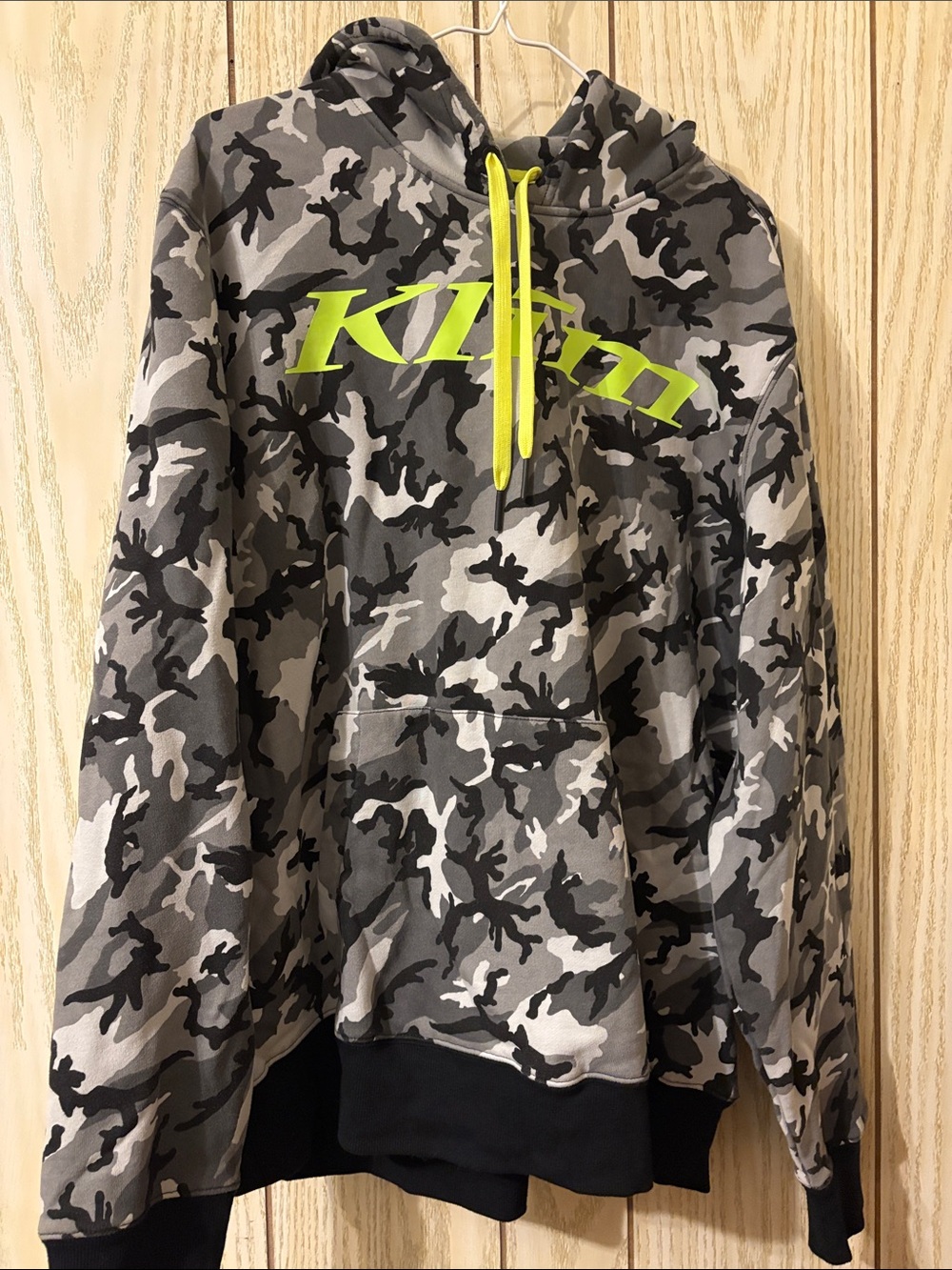Klim Men’s Gray Camo Hoodie with Neon Yellow Accent